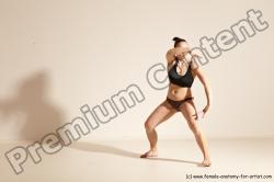 Underwear Martial art Woman White Moving poses Average long colored Dynamic poses Academic